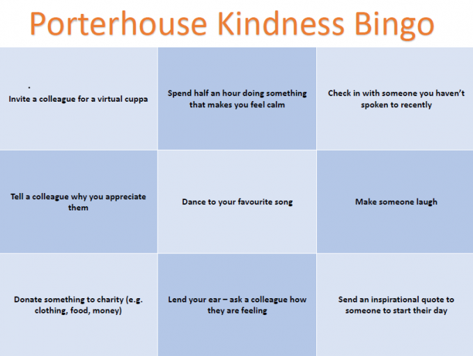 Porterhouse Kindness Bingo