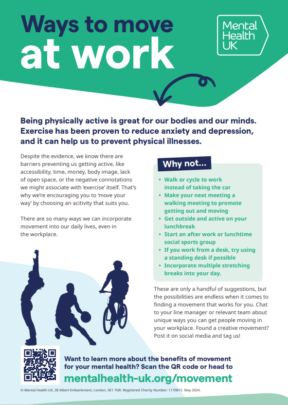 Poster of ways to move more at work
