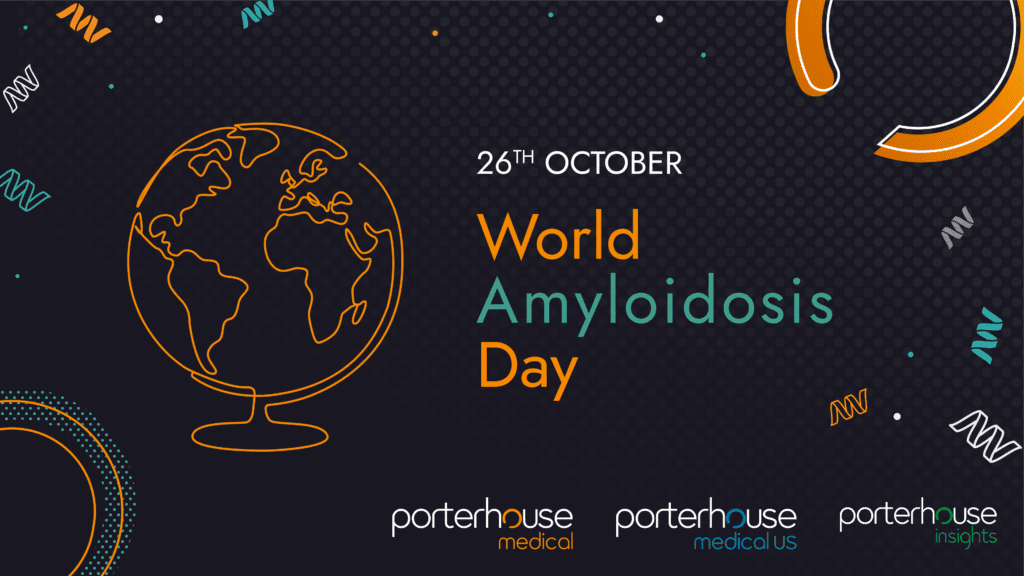 Image with globe illustration and title World Amyloidosis Day
